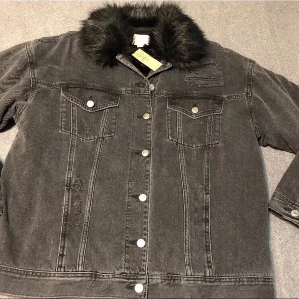 American Eagle Faux Fur Lined Denim Jacket XL
